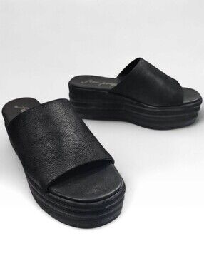 FREE PEOPLE Women Harbor Platform Leather Sandals Black 36/6